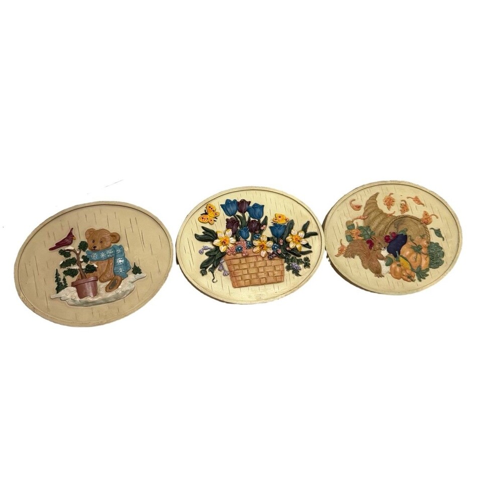 Double-Sidded Tomato Bear Garden Flower Wall Hanging Plaque Country Decor VTG